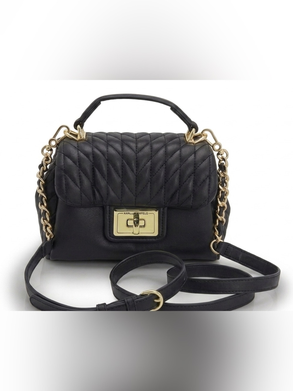 Karl Lagerfeld Agyness Quilted Leather Crossbody Chain Bag NWT